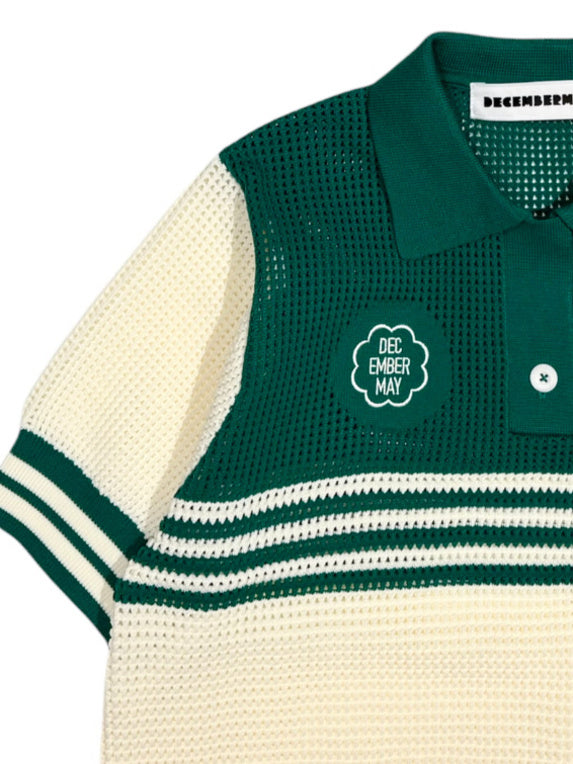 (DECEMBER MAY) Meshknit skipper polo / WOMEN  / GREEN