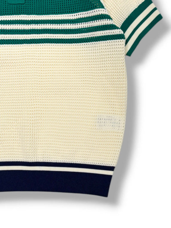 (DECEMBER MAY) Meshknit skipper polo / WOMEN  / GREEN