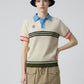 (DECEMBER MAY) Meshknit skipper polo / WOMEN  / SAX/BLUE