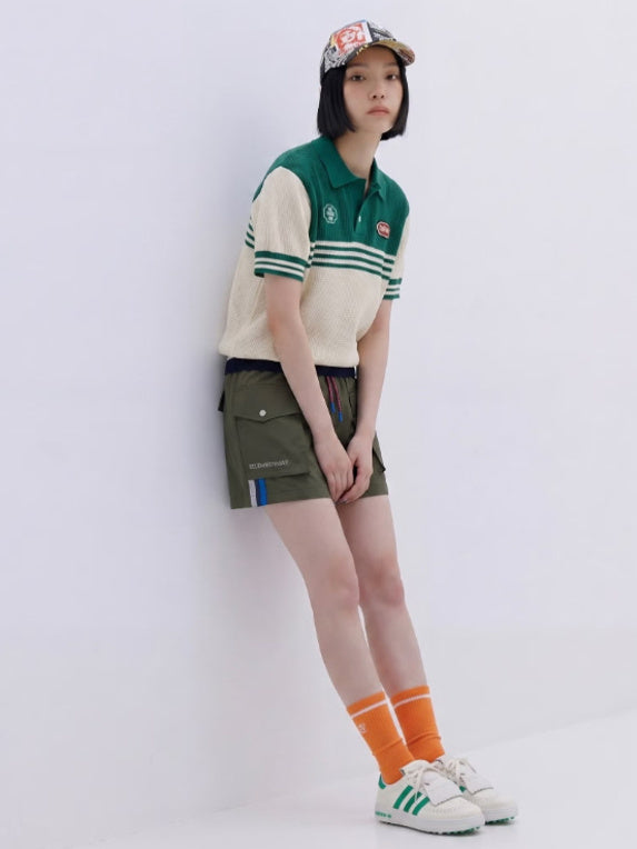 (DECEMBER MAY) Meshknit skipper polo / WOMEN  / GREEN