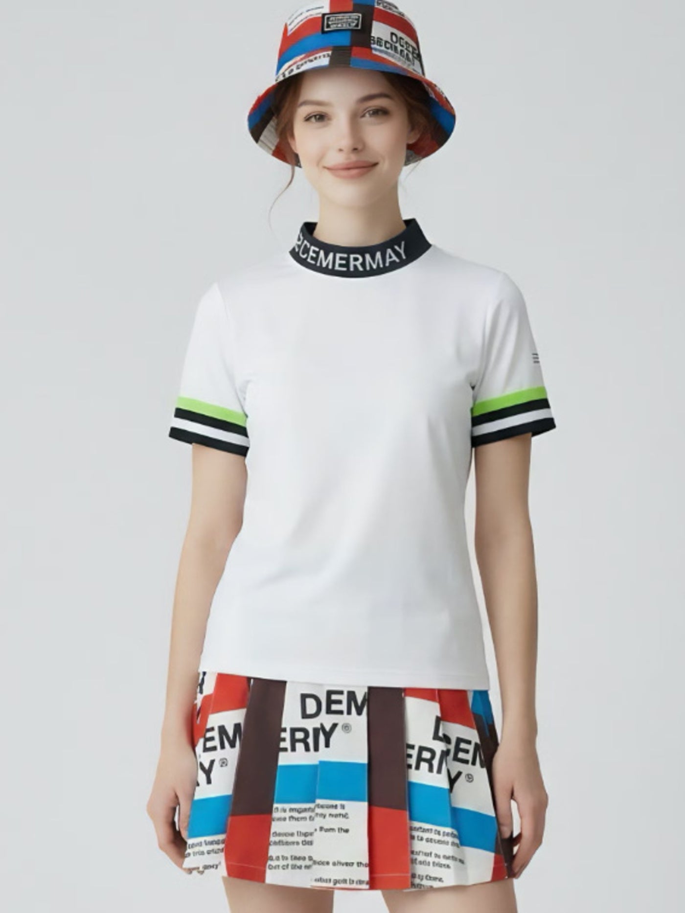 (DECEMBER MAY) Comfortable Highneck Shirt / WOMEN  / NAVY