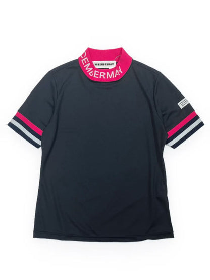 (DECEMBER MAY) Comfortable Highneck Shirt / WOMEN  / NAVY.PINK