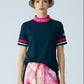 (DECEMBER MAY) Comfortable Highneck Shirt / WOMEN  / NAVY.PINK