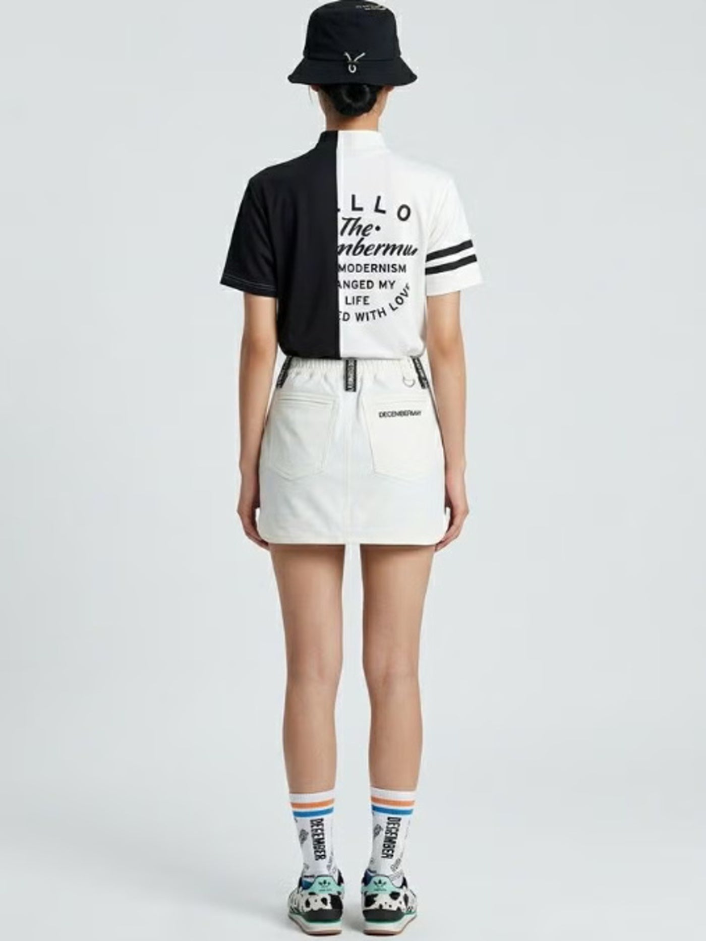 (DECEMBER MAY) 4way stretches some-tight Skirt / WOMEN  / WHITE