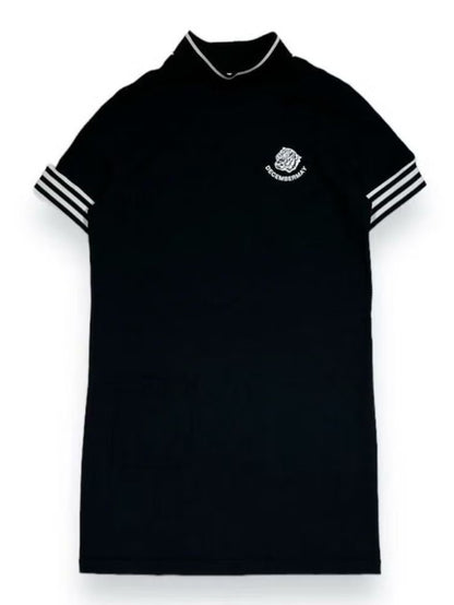(DECEMBER MAY) Popcorn jersey mock one piece / WOMEN  / BLACK