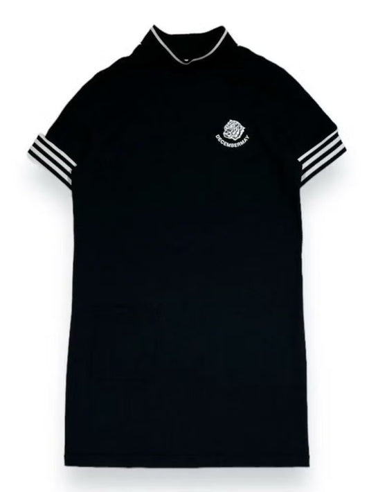 (DECEMBER MAY) Popcorn jersey mock one piece / WOMEN  / BLACK