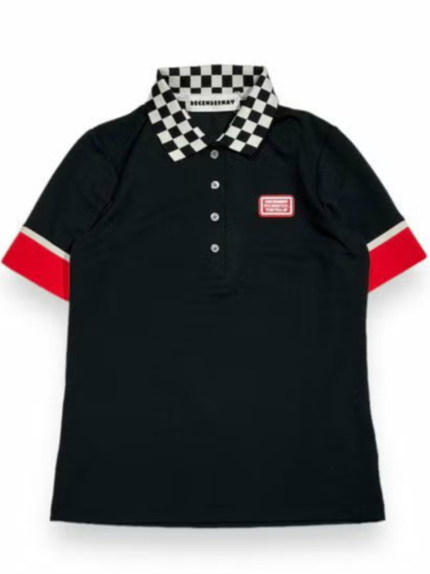 (DECEMBER MAY) Checkered polo / WOMEN  / BLACK