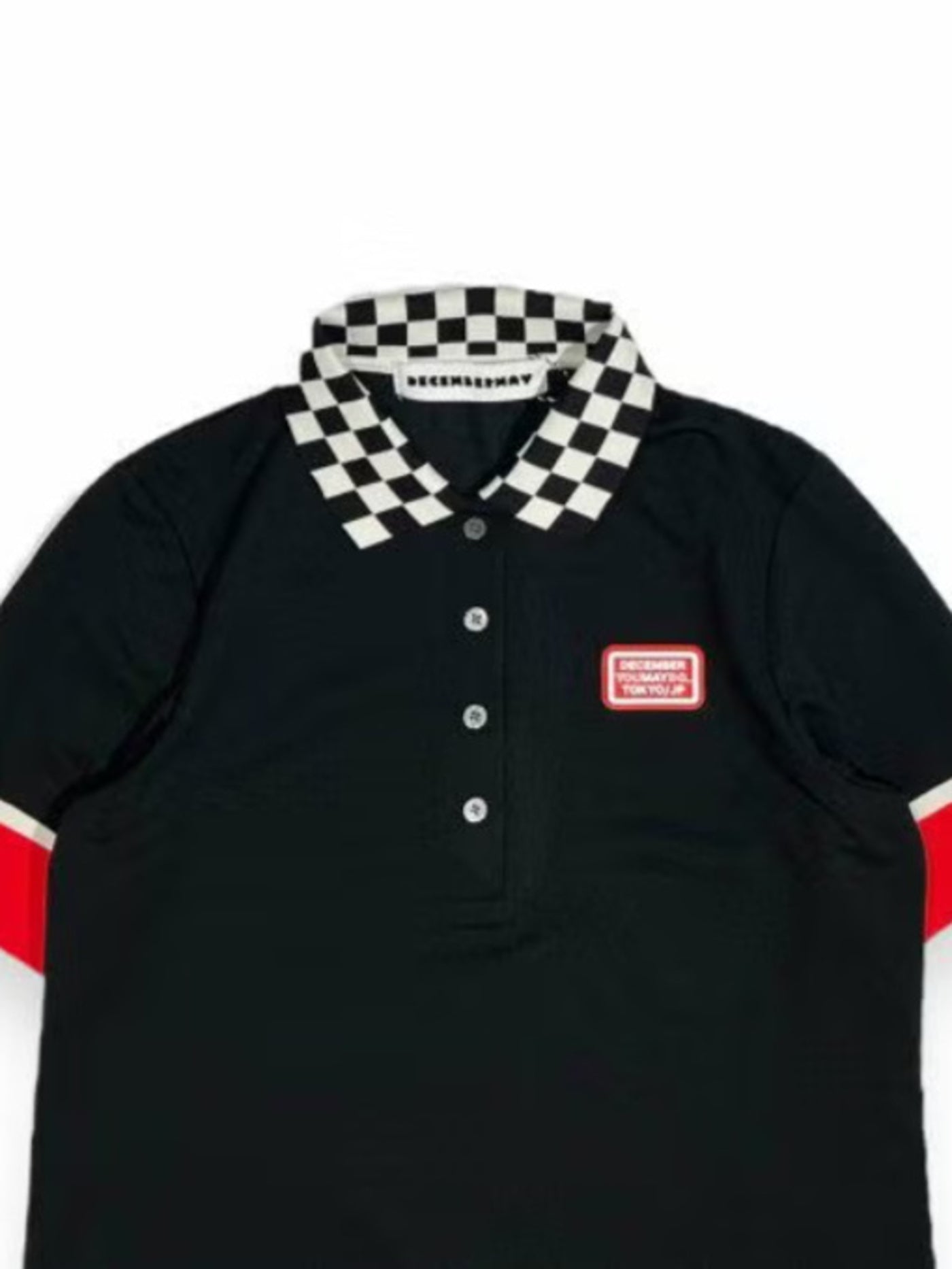 (DECEMBER MAY) Checkered polo / WOMEN  / BLACK