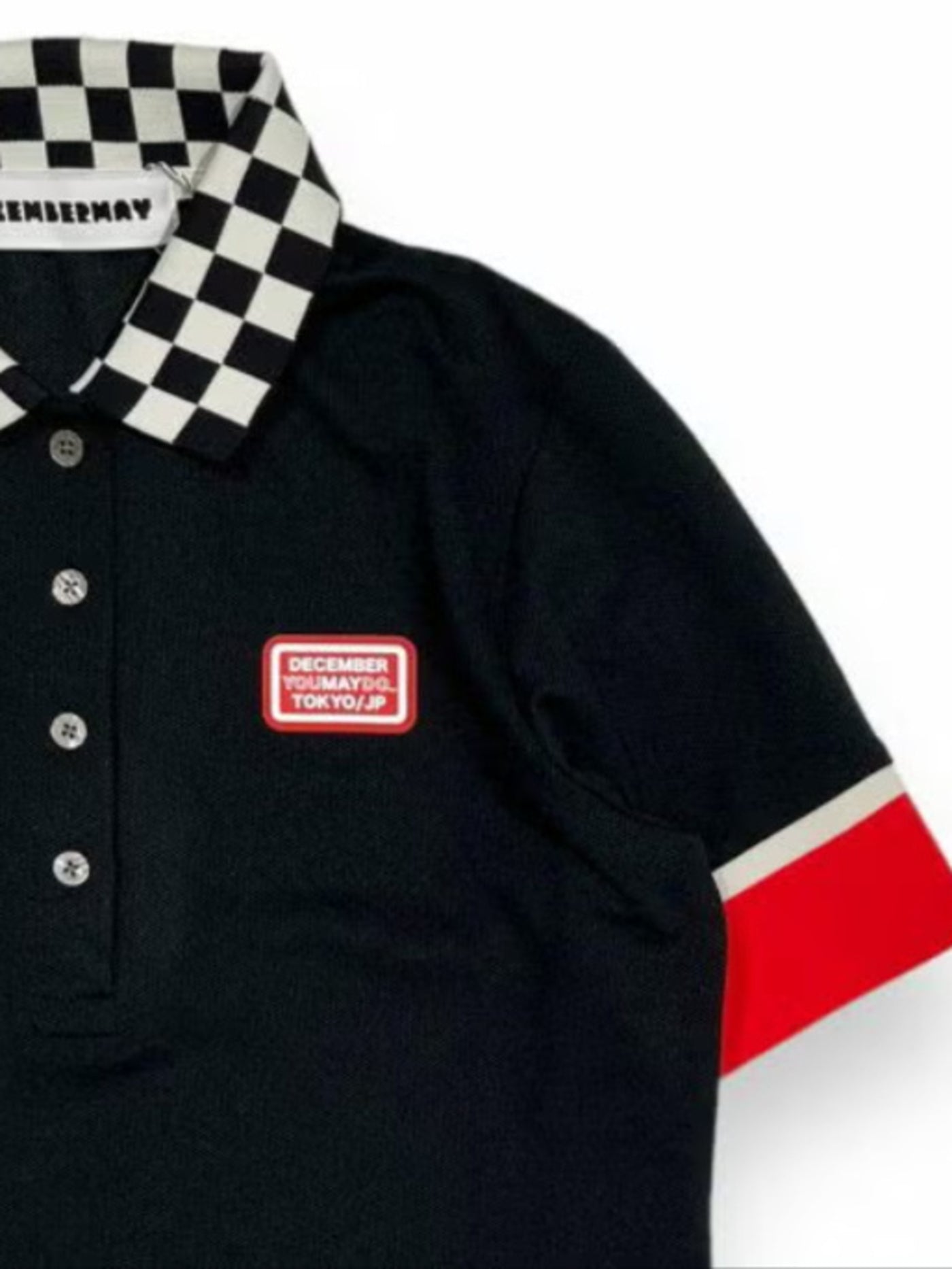 (DECEMBER MAY) Checkered polo / WOMEN  / BLACK