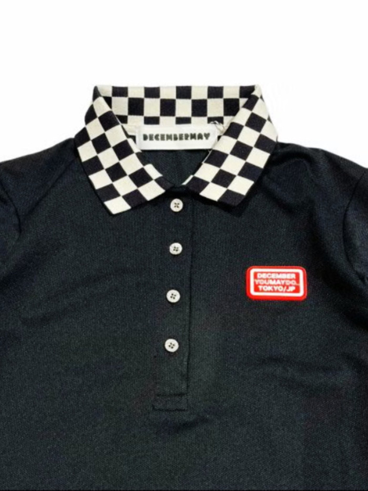 (DECEMBER MAY) Checkered polo / WOMEN  / BLACK