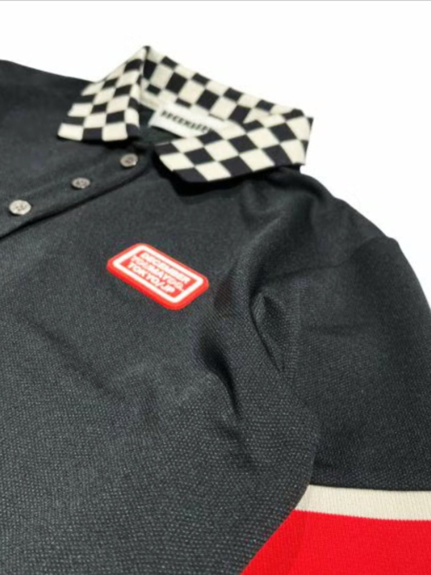 (DECEMBER MAY) Checkered polo / WOMEN  / BLACK