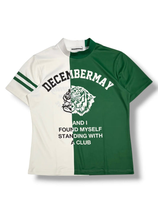 (DECEMBER MAY) Lovers tiger bicolor mock neck / WOMEN  / GREEN