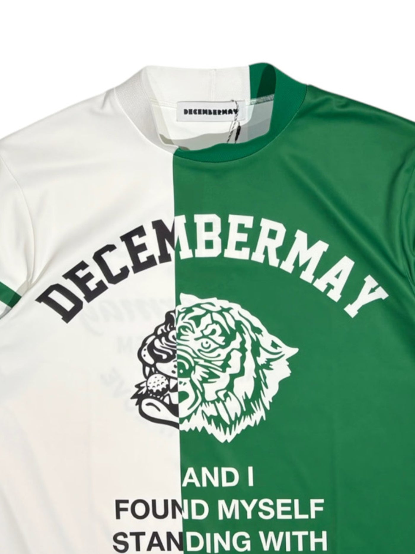 (DECEMBER MAY) Lovers tiger bicolor mock neck / WOMEN  / GREEN