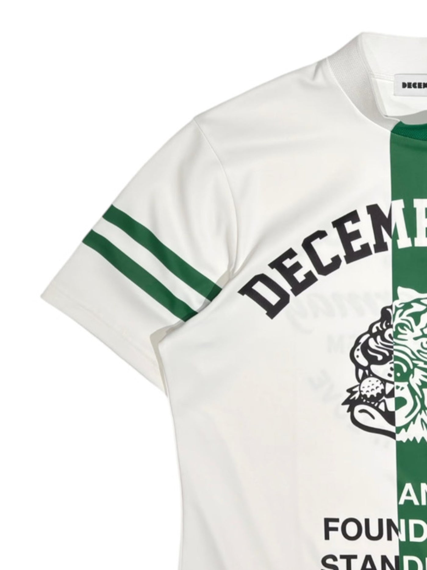 (DECEMBER MAY) Lovers tiger bicolor mock neck / WOMEN  / GREEN