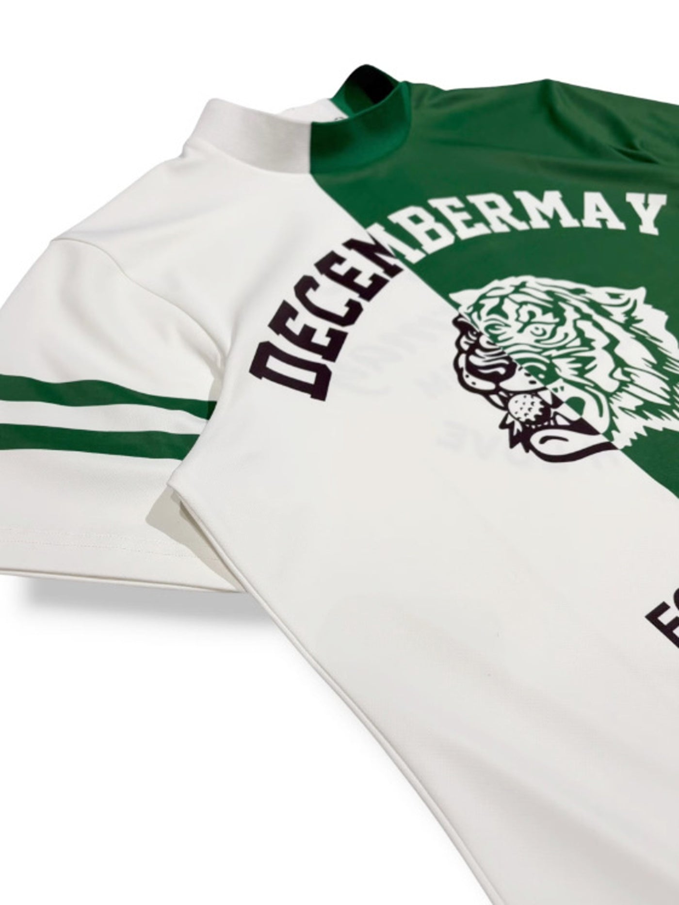 (DECEMBER MAY) Lovers tiger bicolor mock neck / WOMEN  / GREEN