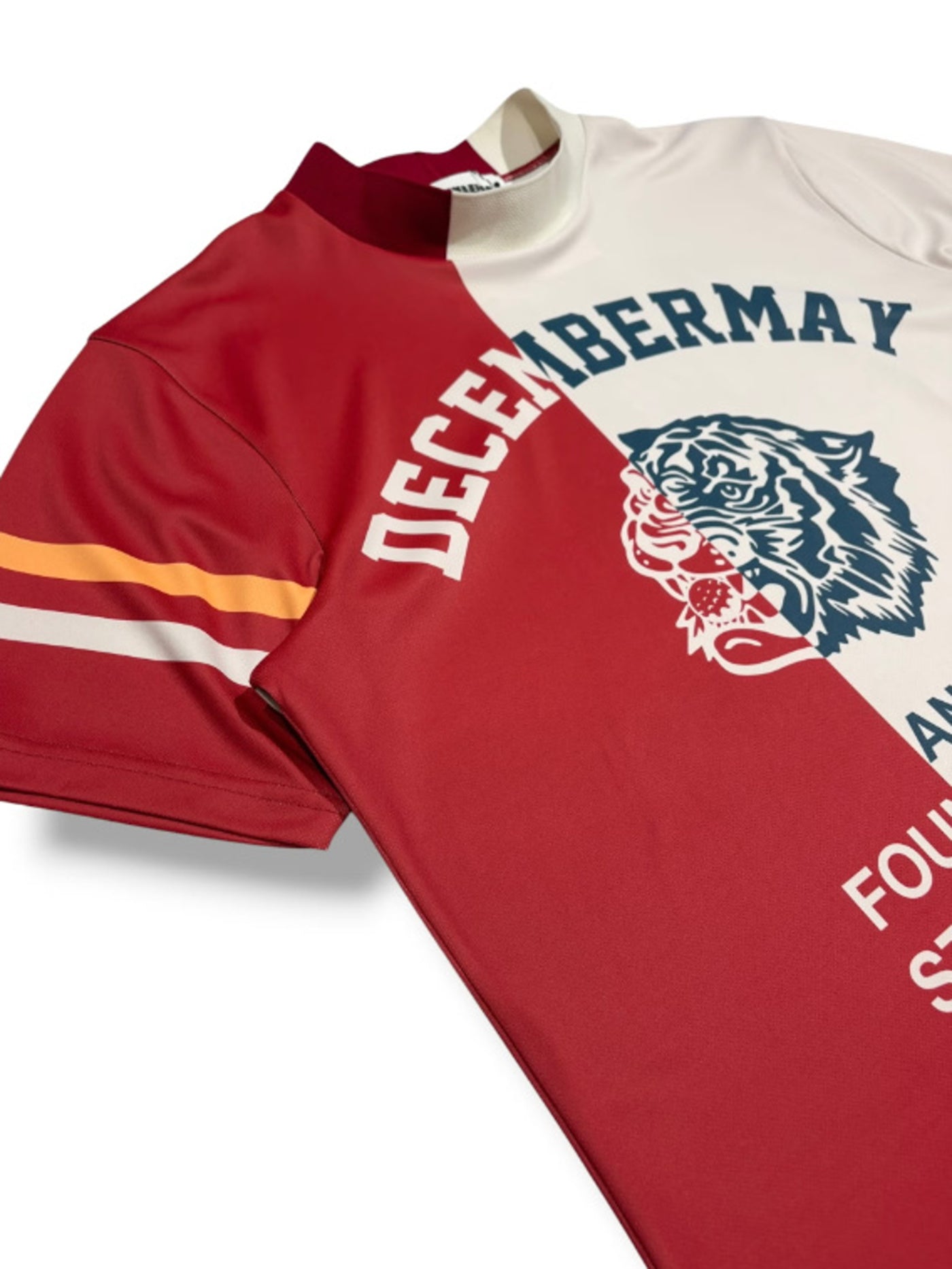 (DECEMBER MAY) Lovers tiger bicolor mock neck / WOMEN  / CHERRY