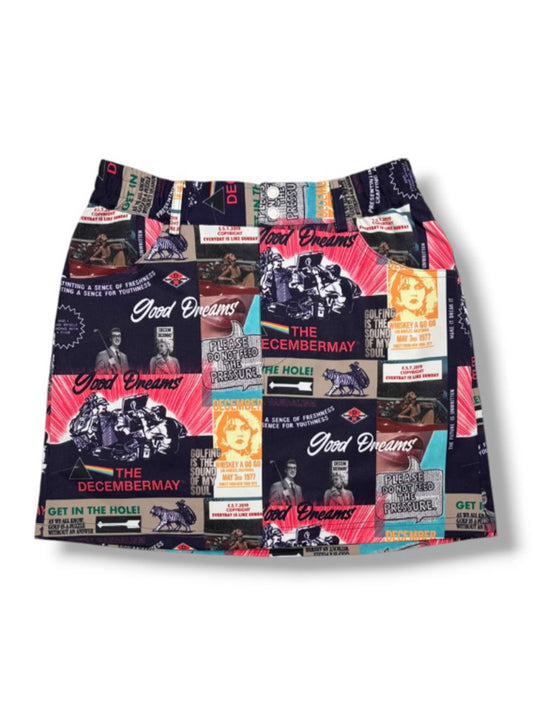 (DECEMBER MAY) Good Dreams collage skirt / WOMEN  / NAVY