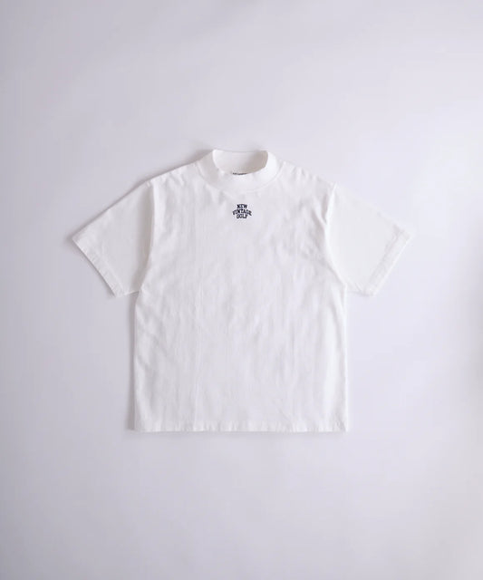 Embroidery Logo Mock Neck T-Shirt(WHITE)