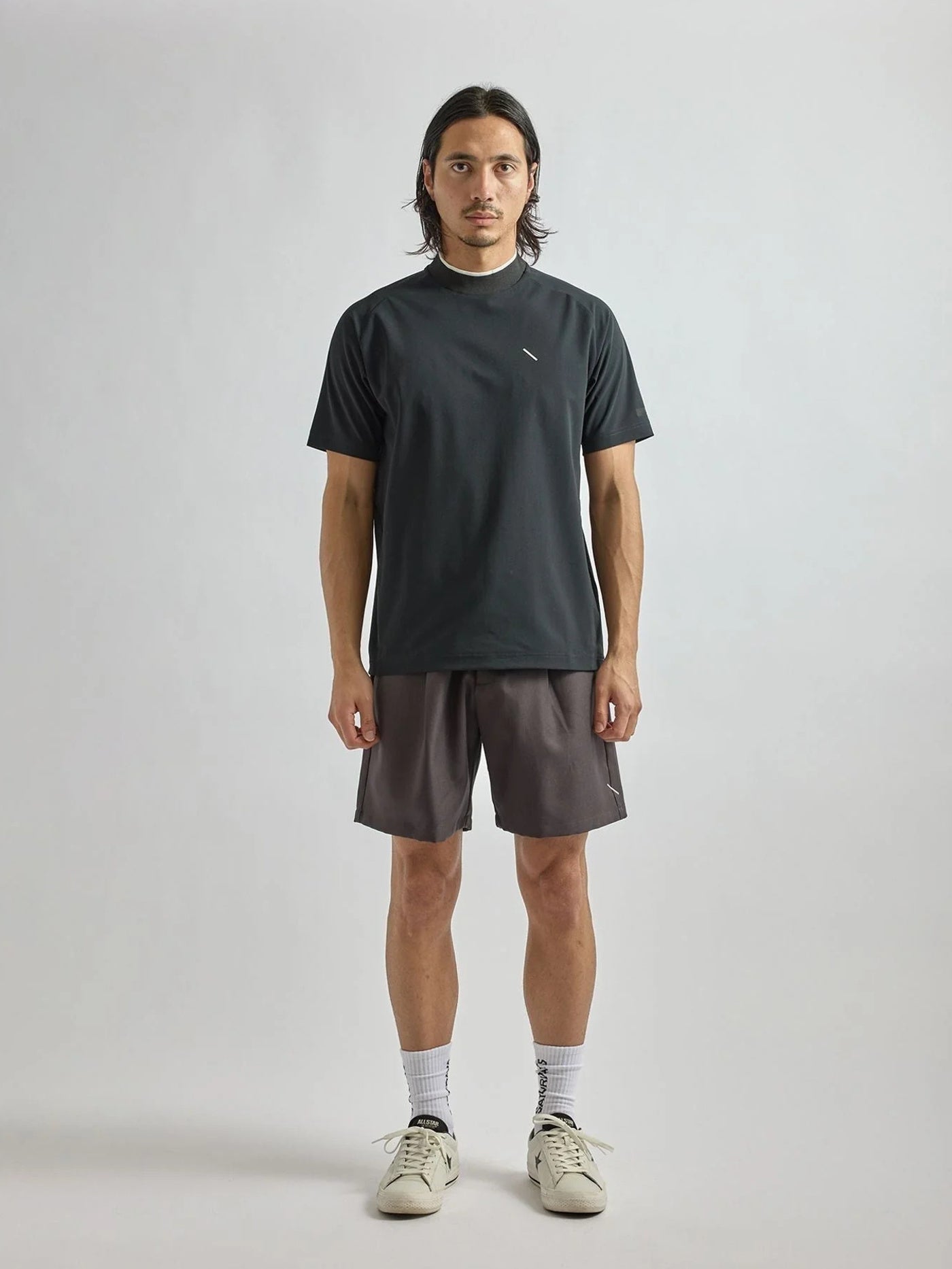 Ss Mock Neck Shirt /  White