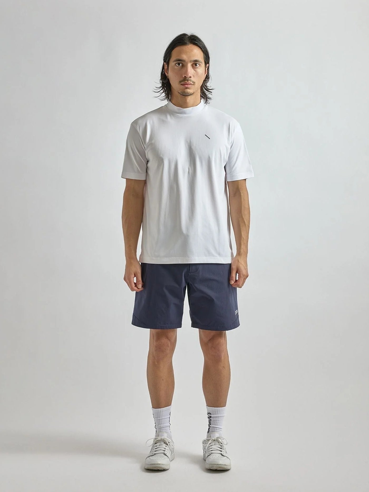 SS Dot Mesh Half Mockneck Shirt /  Black
