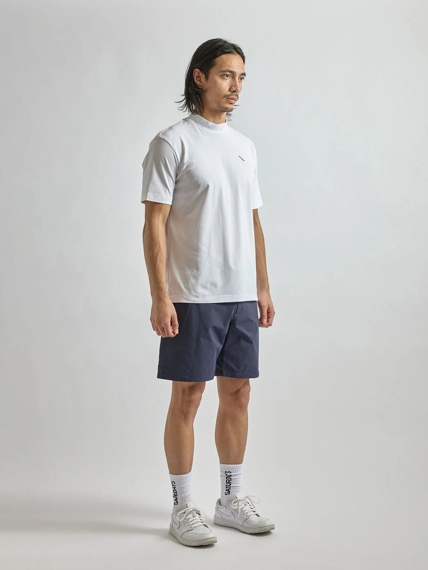 SS Dot Mesh Half Mockneck Shirt / White – ADVANTAGE