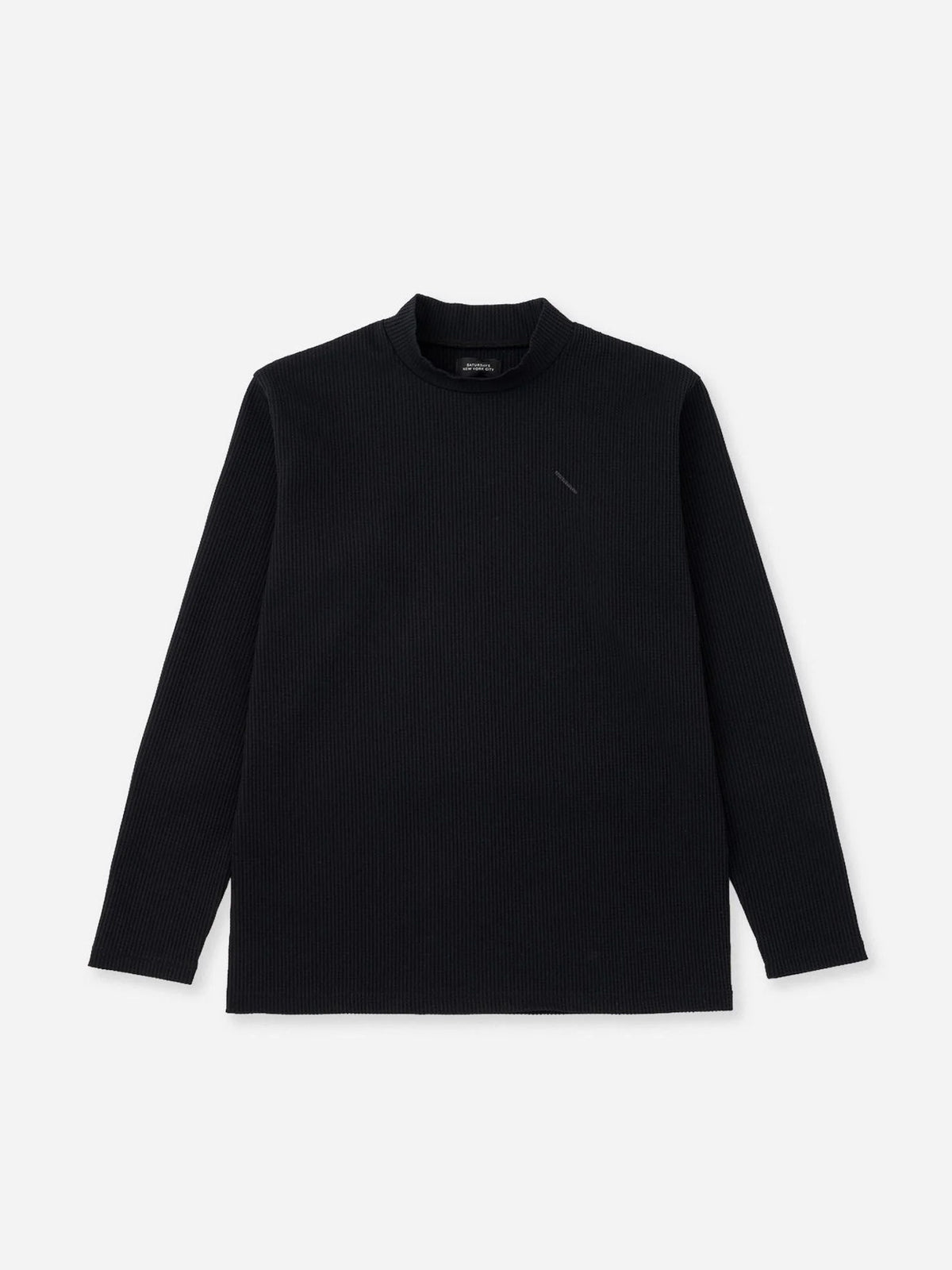 Waffle Mockneck LS / BLACK