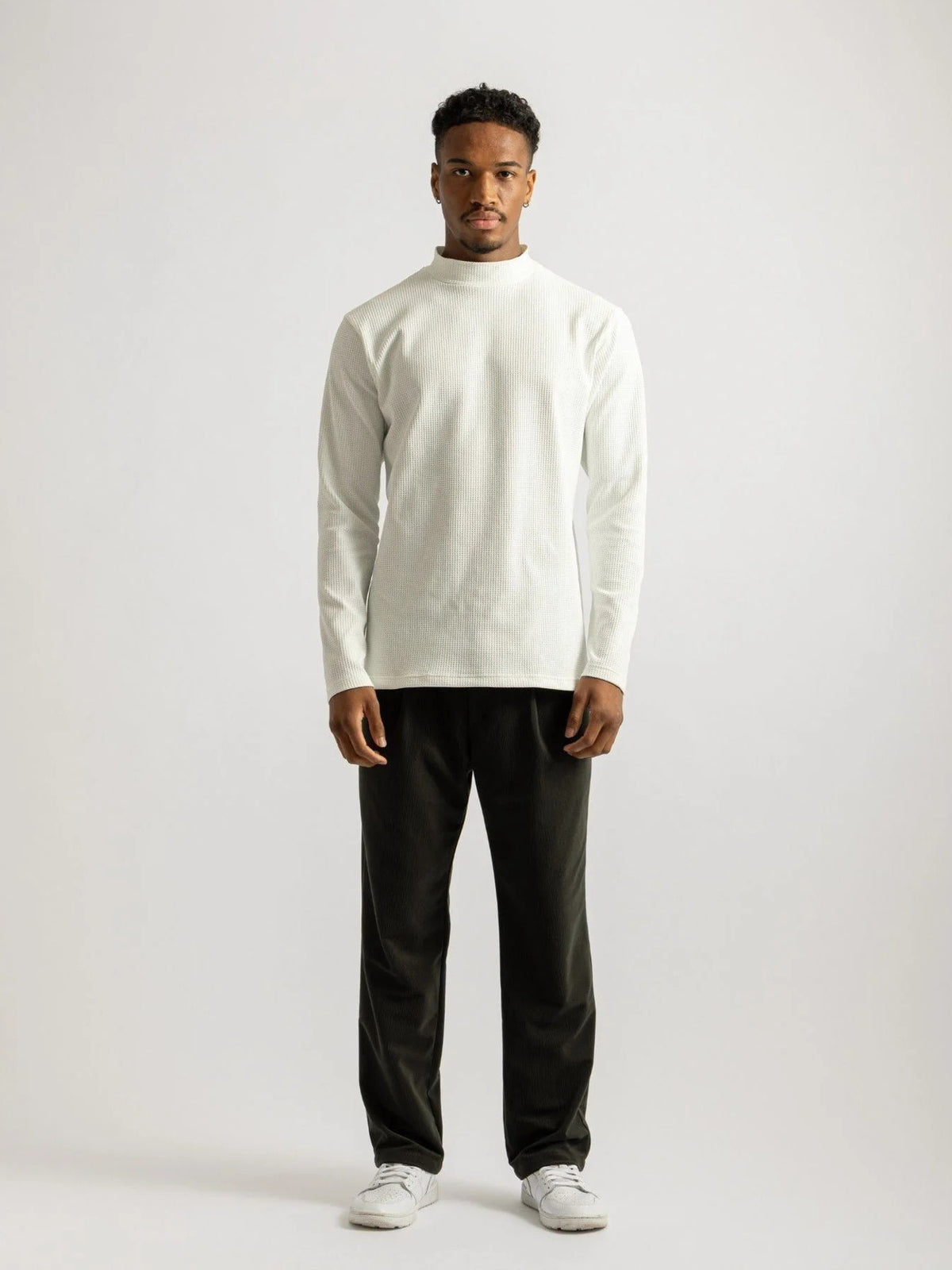 Waffle Mockneck LS / WHITE