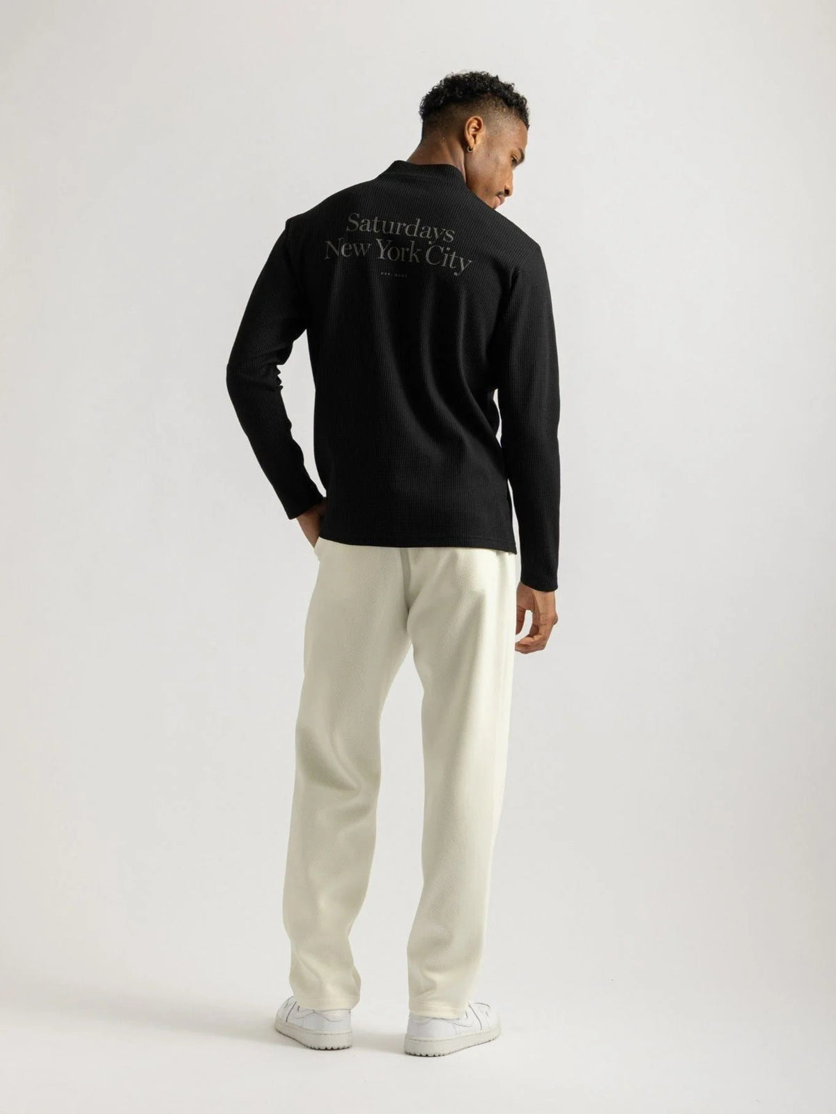 Waffle Mockneck LS / BLACK