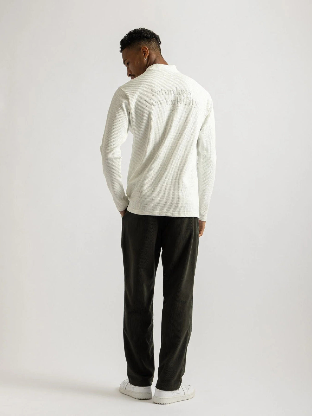 Waffle Mockneck LS / WHITE