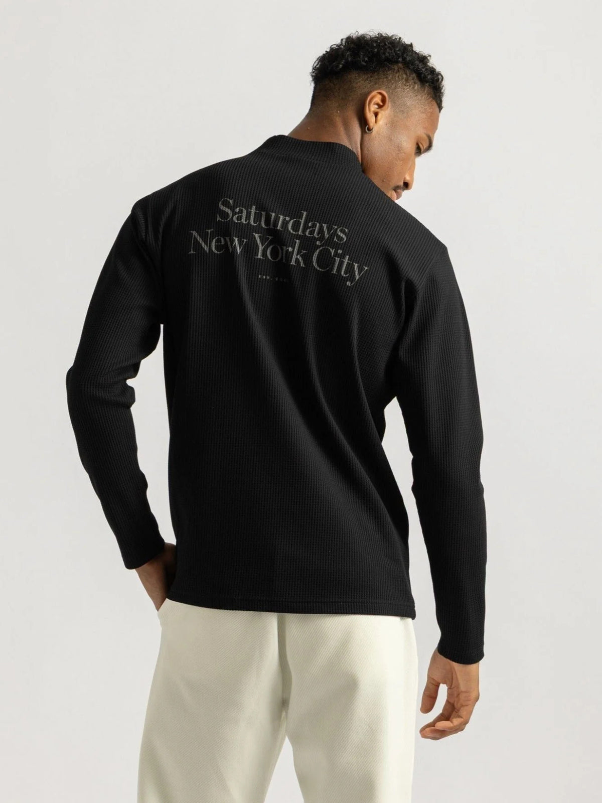 Waffle Mockneck LS / BLACK