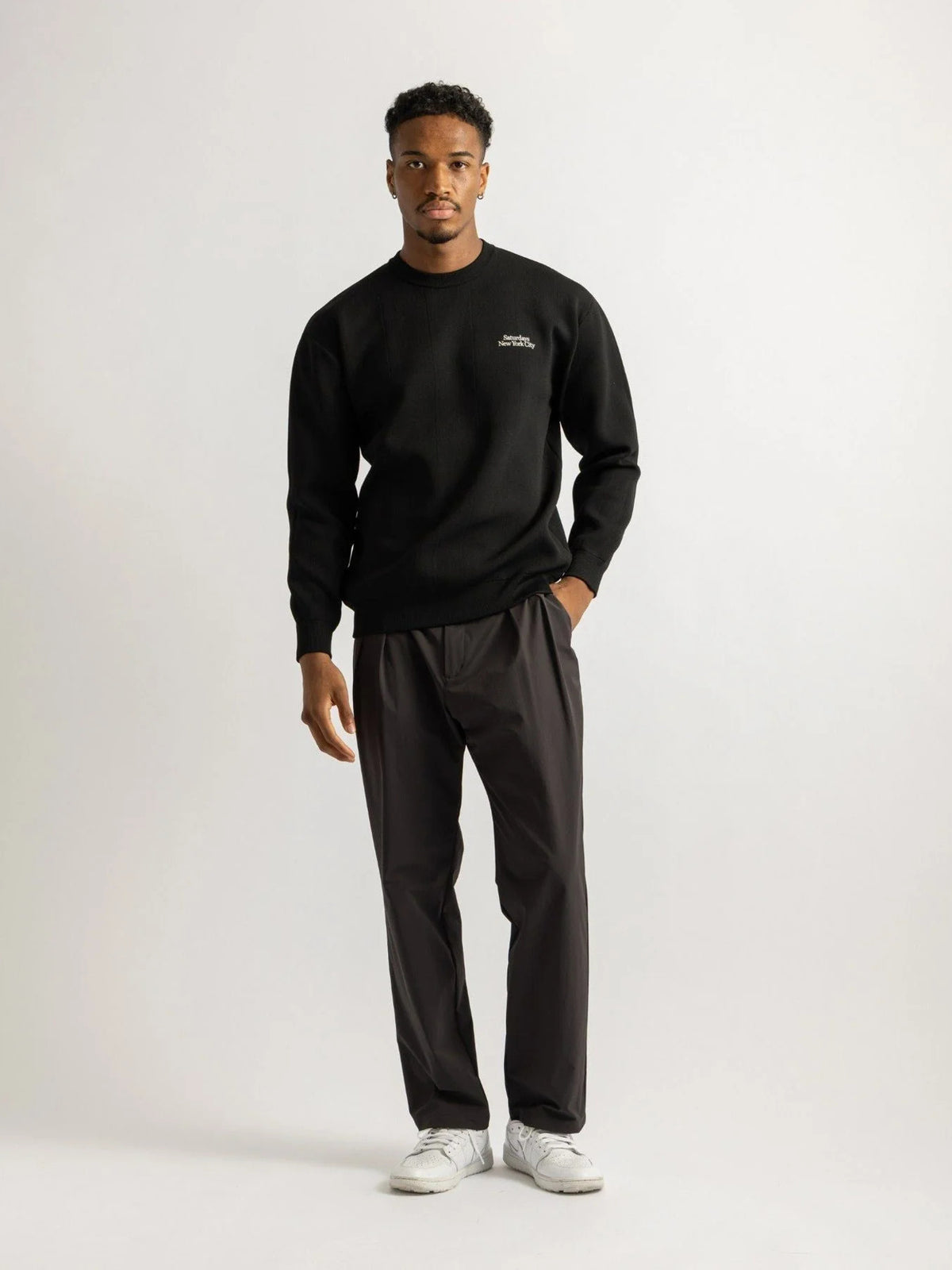 Jacquard Stripe Crewneck Knit / BLACK