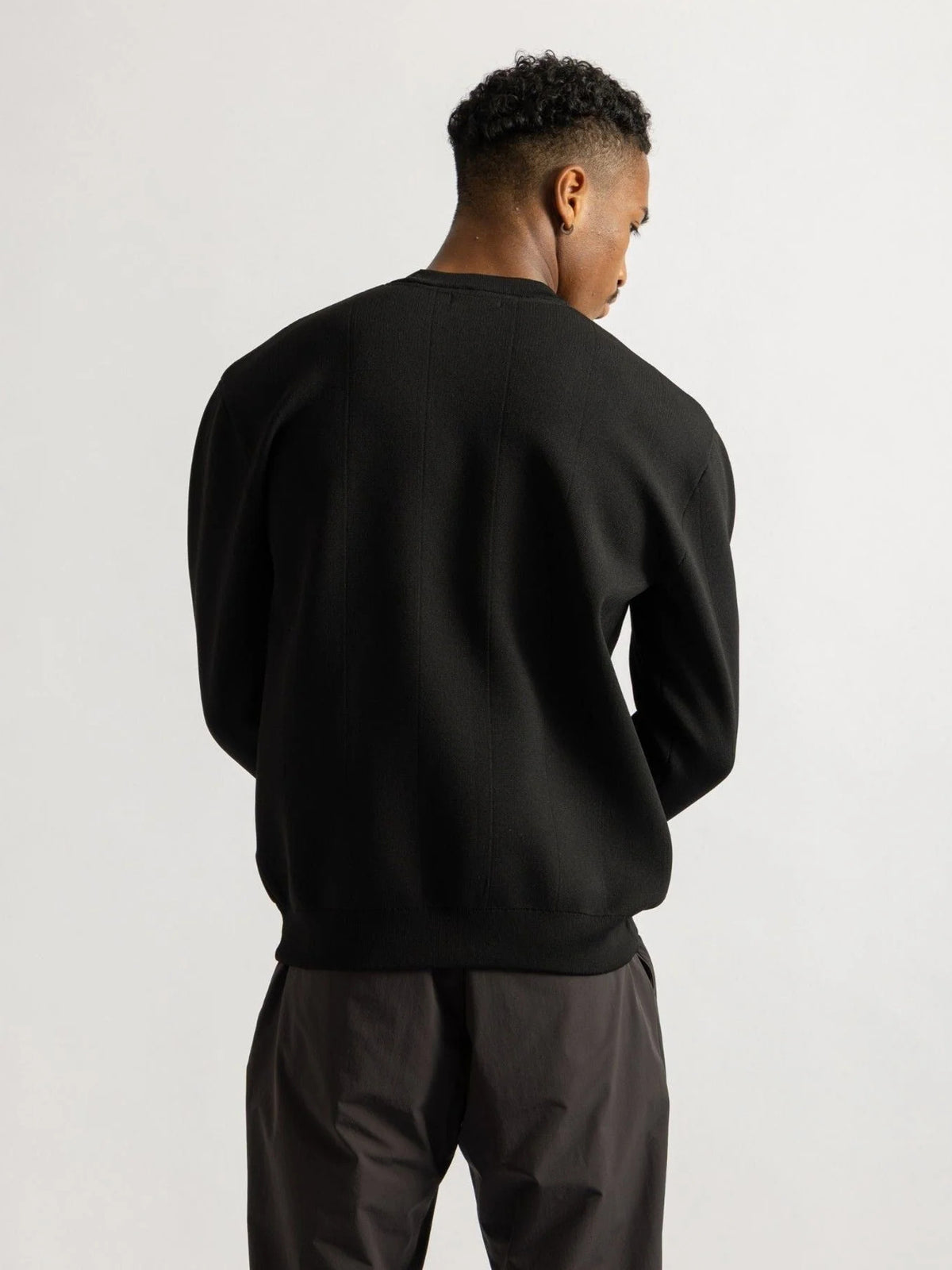 Jacquard Stripe Crewneck Knit / BLACK