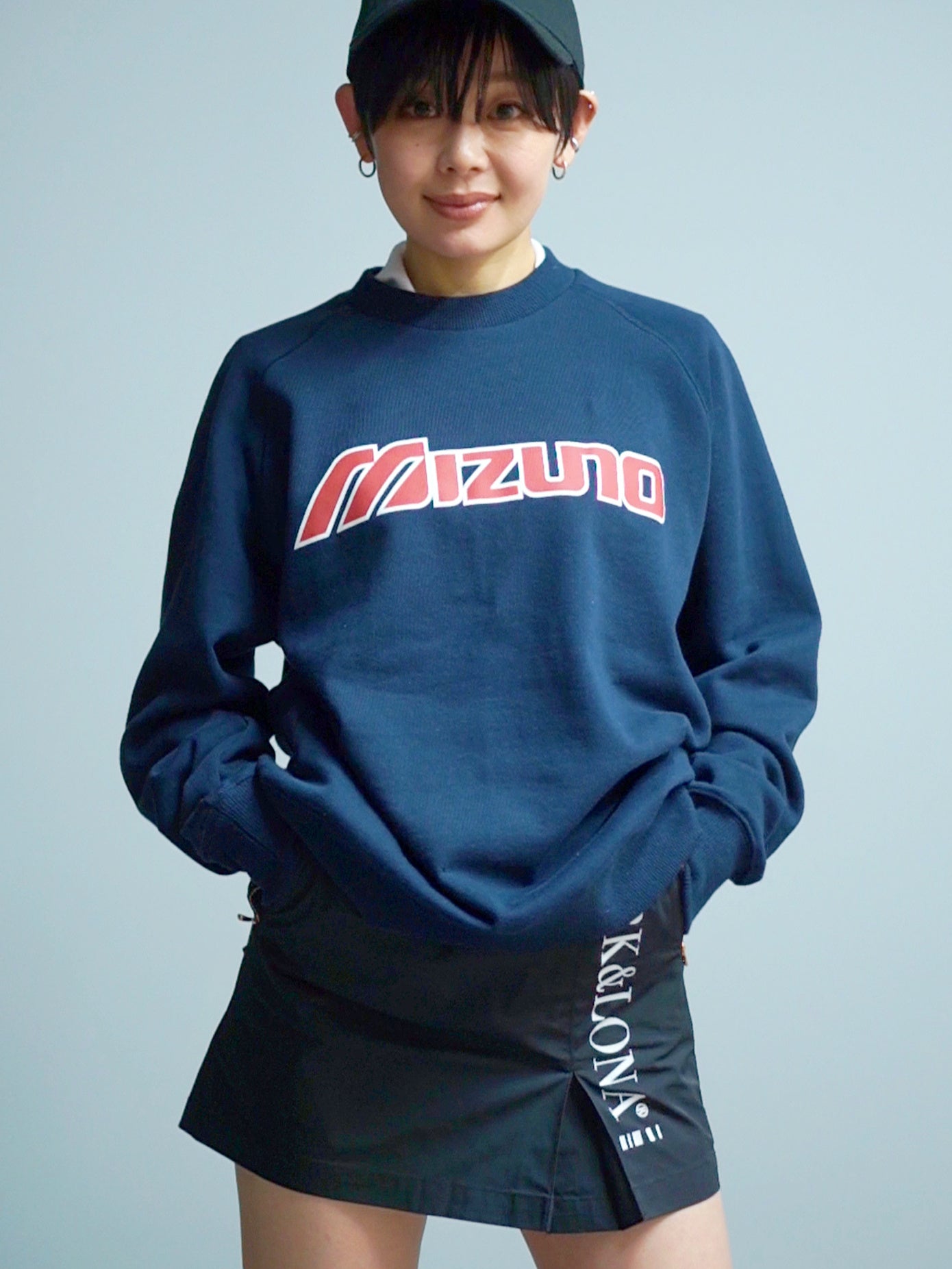 MIZUNO Classic Logo Print Crew Sweat(NAVY)