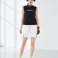 (DECEMBER MAY) Mesh-paneled sleeve less mock neck  / WOMEN  / BLACK