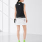 (DECEMBER MAY) Mesh-paneled sleeve less mock neck  / WOMEN  / BLACK