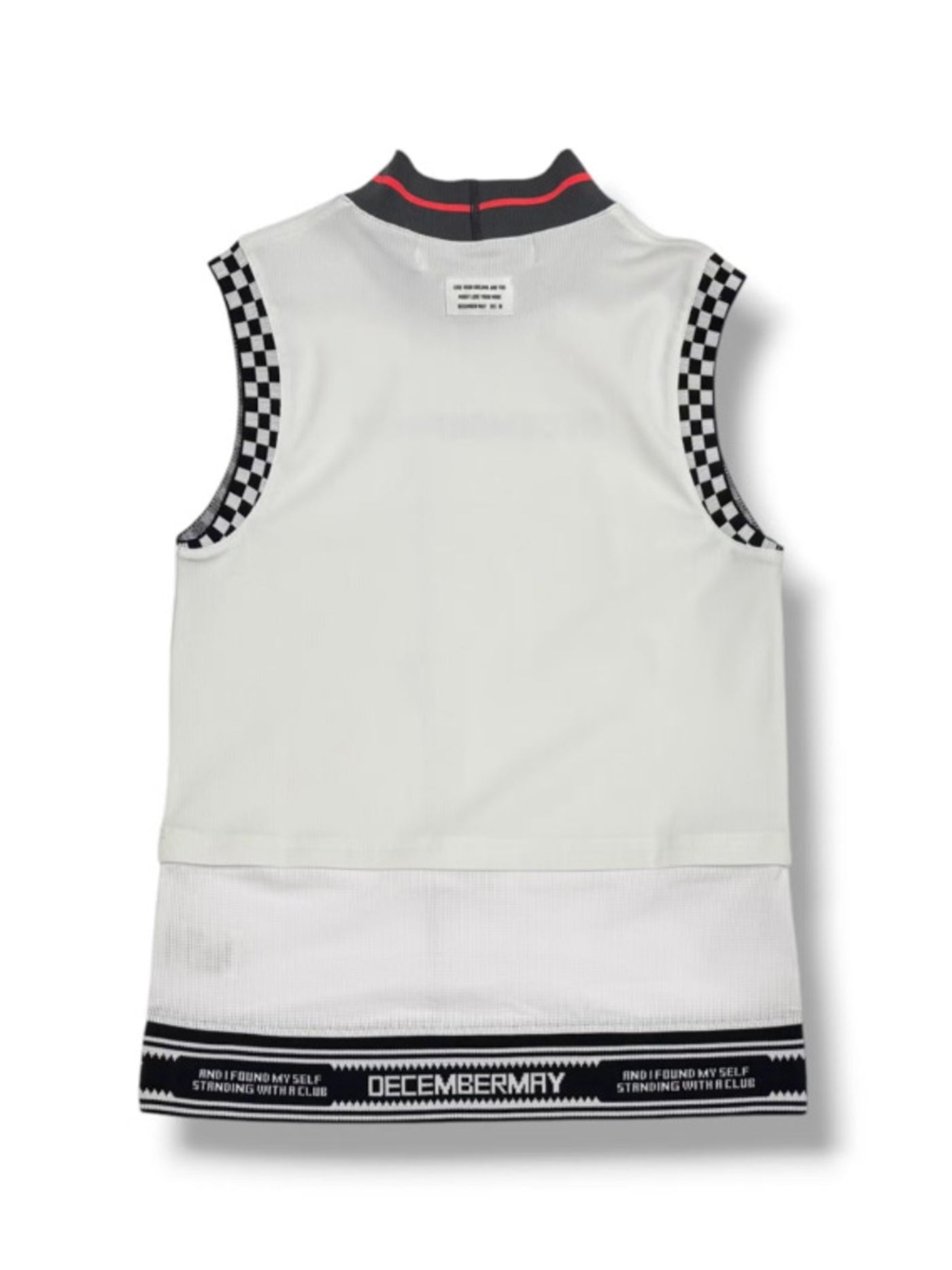 (DECEMBER MAY) Mesh-paneled sleeve less mock neck  / WOMEN  / WHITE