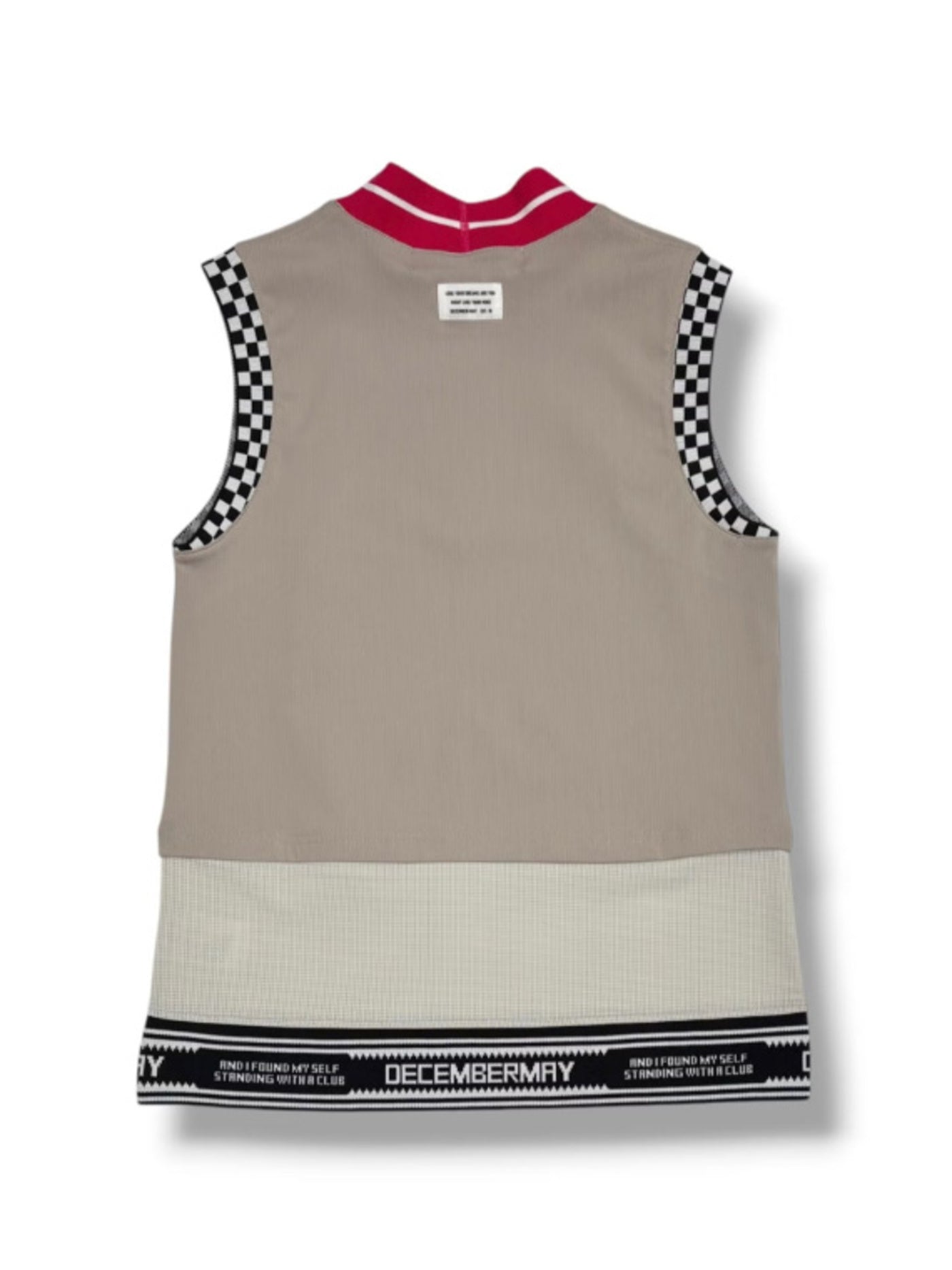(DECEMBER MAY) Mesh-paneled sleeve less mock neck  / WOMEN  / BEIGE