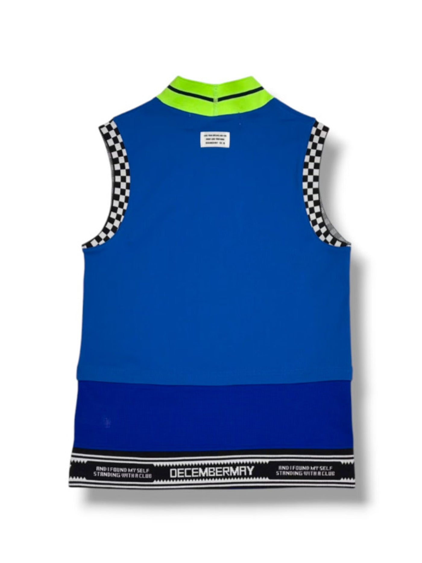 (DECEMBER MAY) Mesh-paneled sleeve less mock neck  / WOMEN  / BLUE