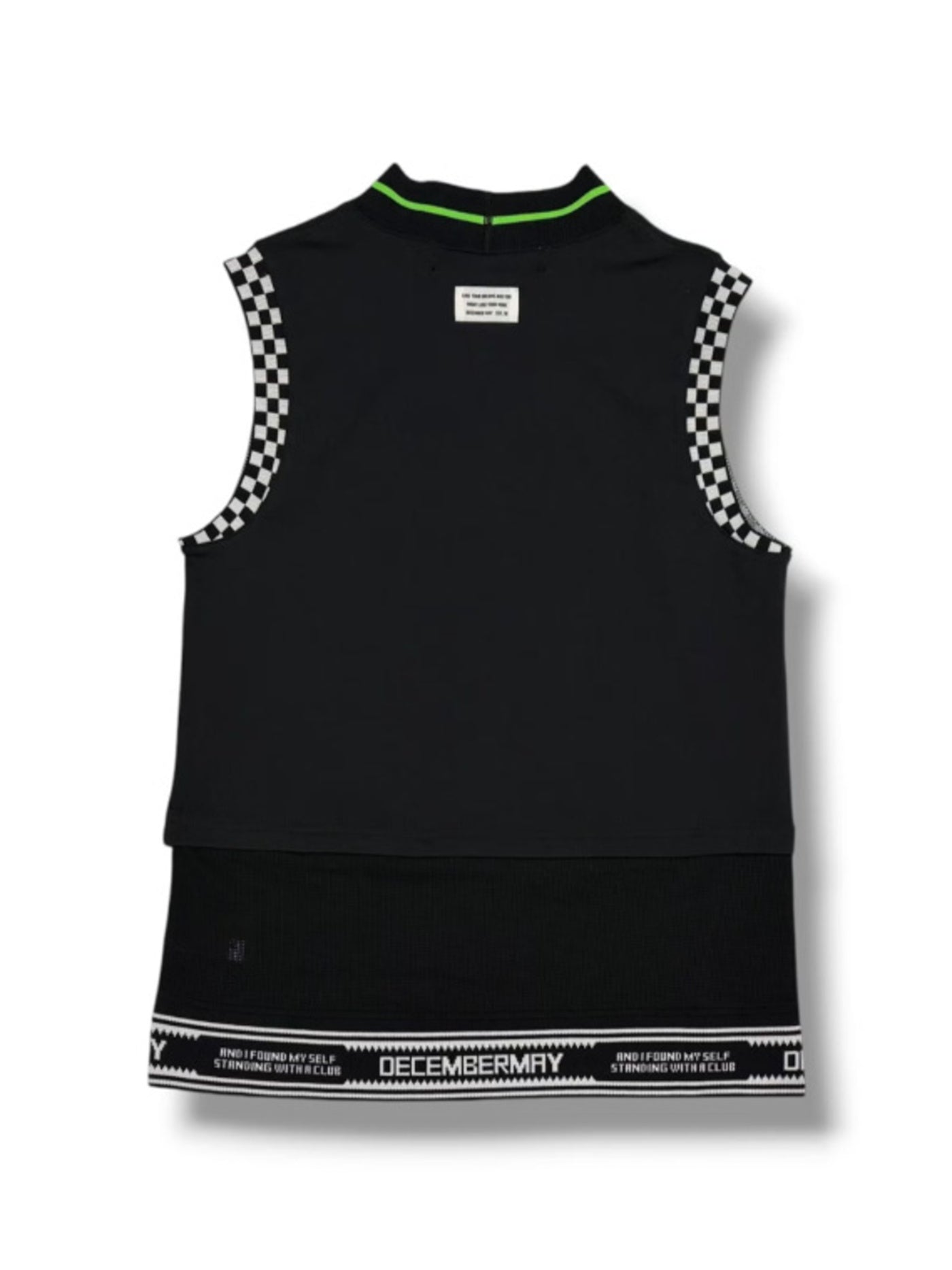 (DECEMBER MAY) Mesh-paneled sleeve less mock neck  / WOMEN  / BLACK