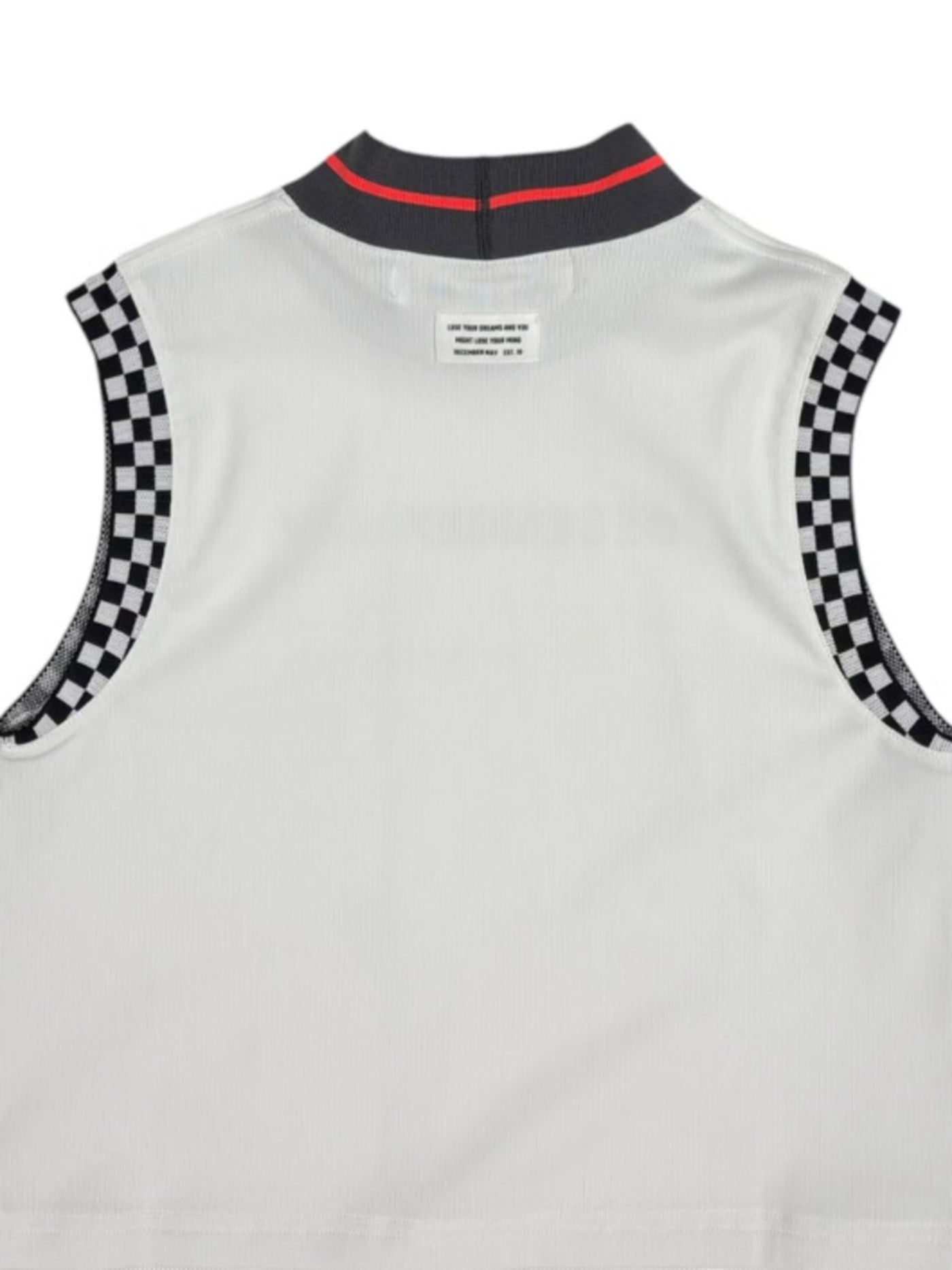 (DECEMBER MAY) Mesh-paneled sleeve less mock neck  / WOMEN  / WHITE