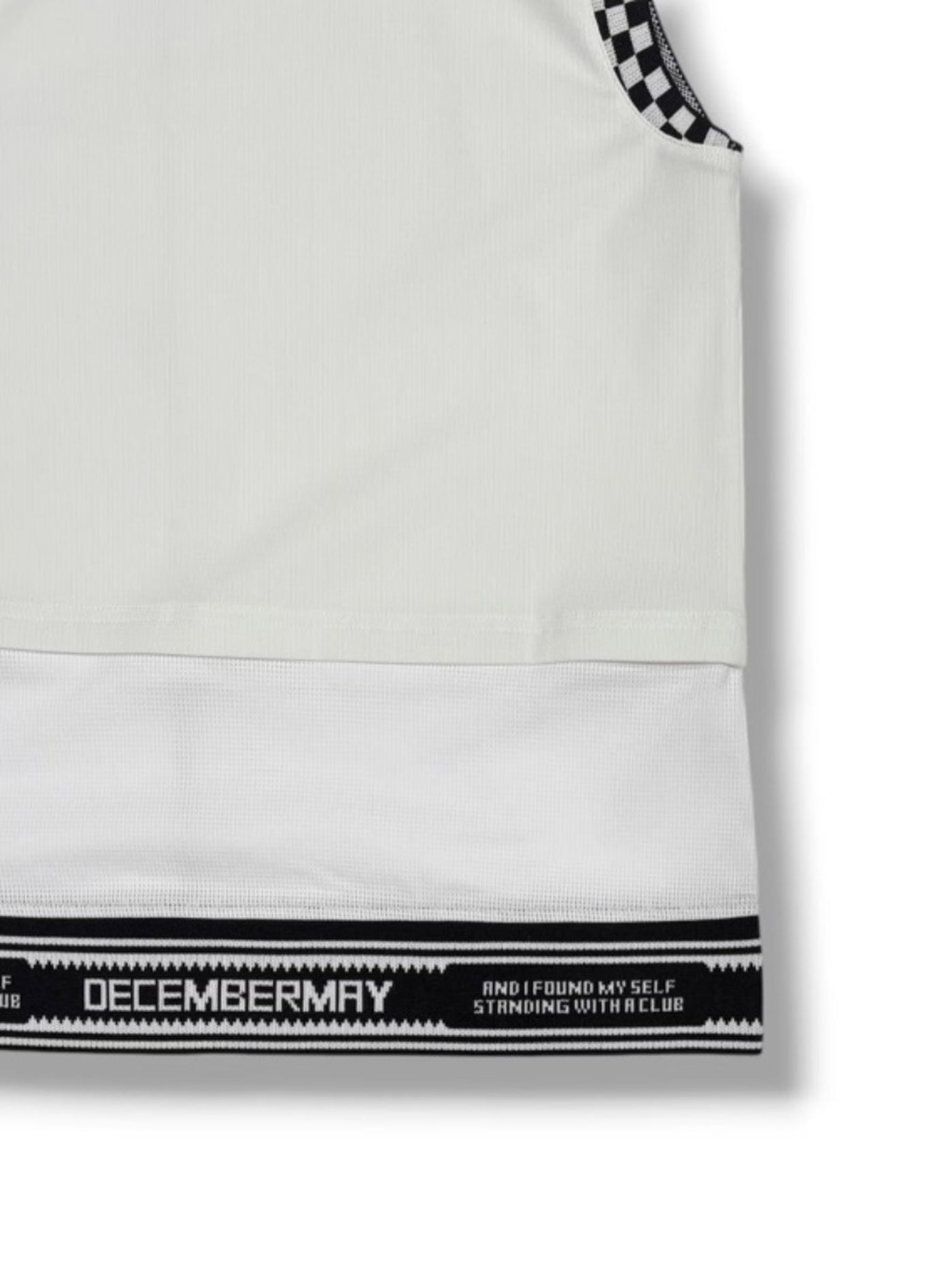 (DECEMBER MAY) Mesh-paneled sleeve less mock neck  / WOMEN  / WHITE