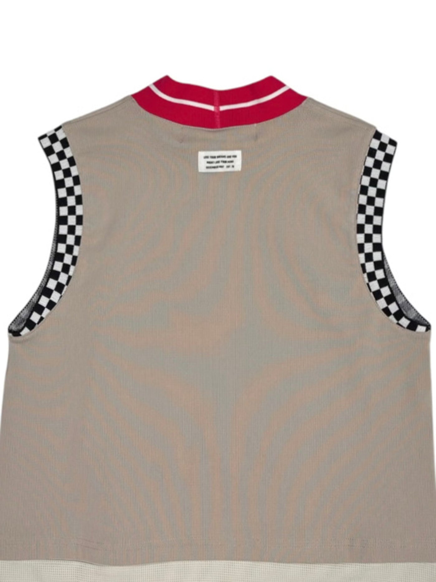(DECEMBER MAY) Mesh-paneled sleeve less mock neck  / WOMEN  / BEIGE