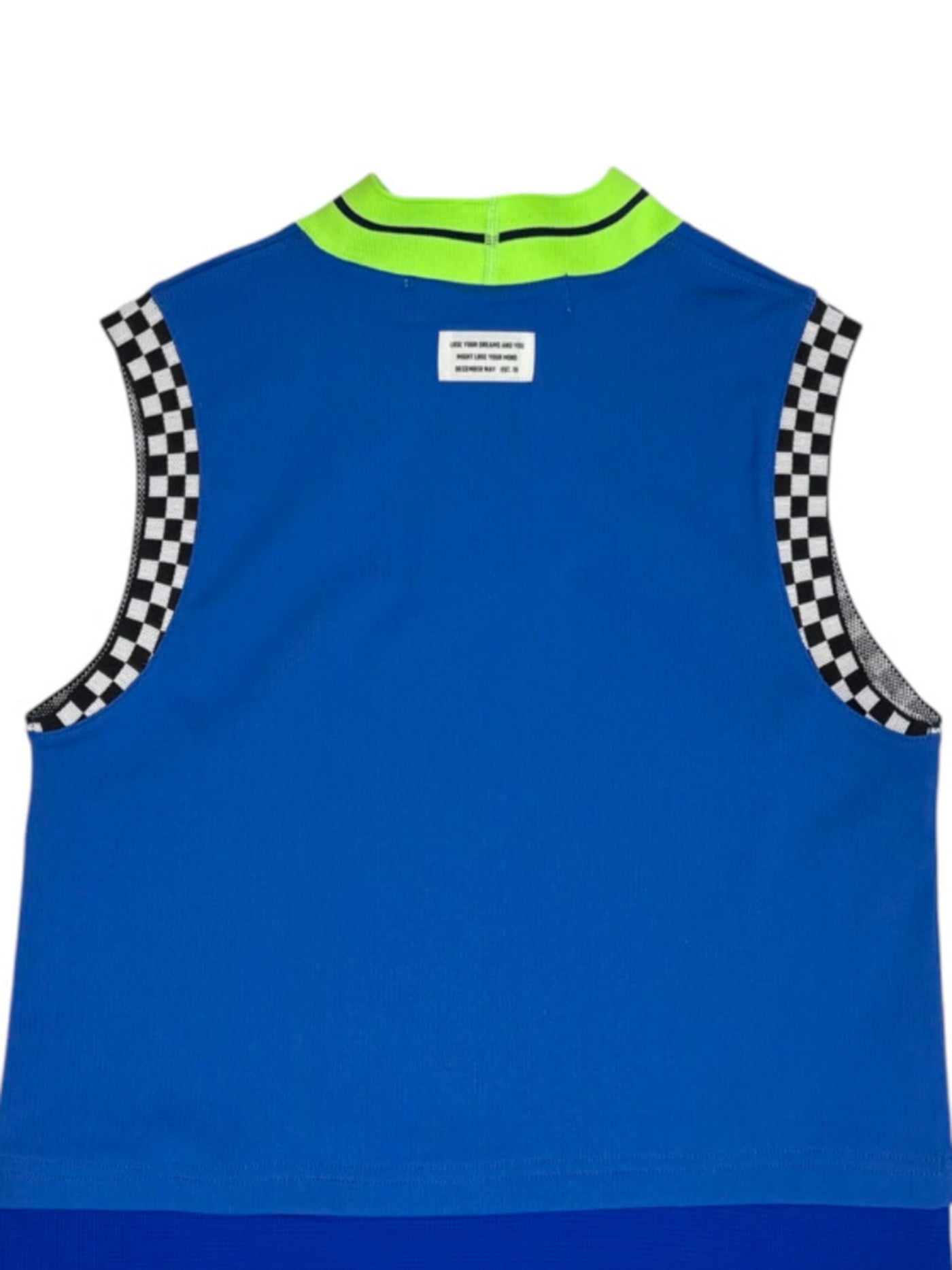 (DECEMBER MAY) Mesh-paneled sleeve less mock neck  / WOMEN  / BLUE