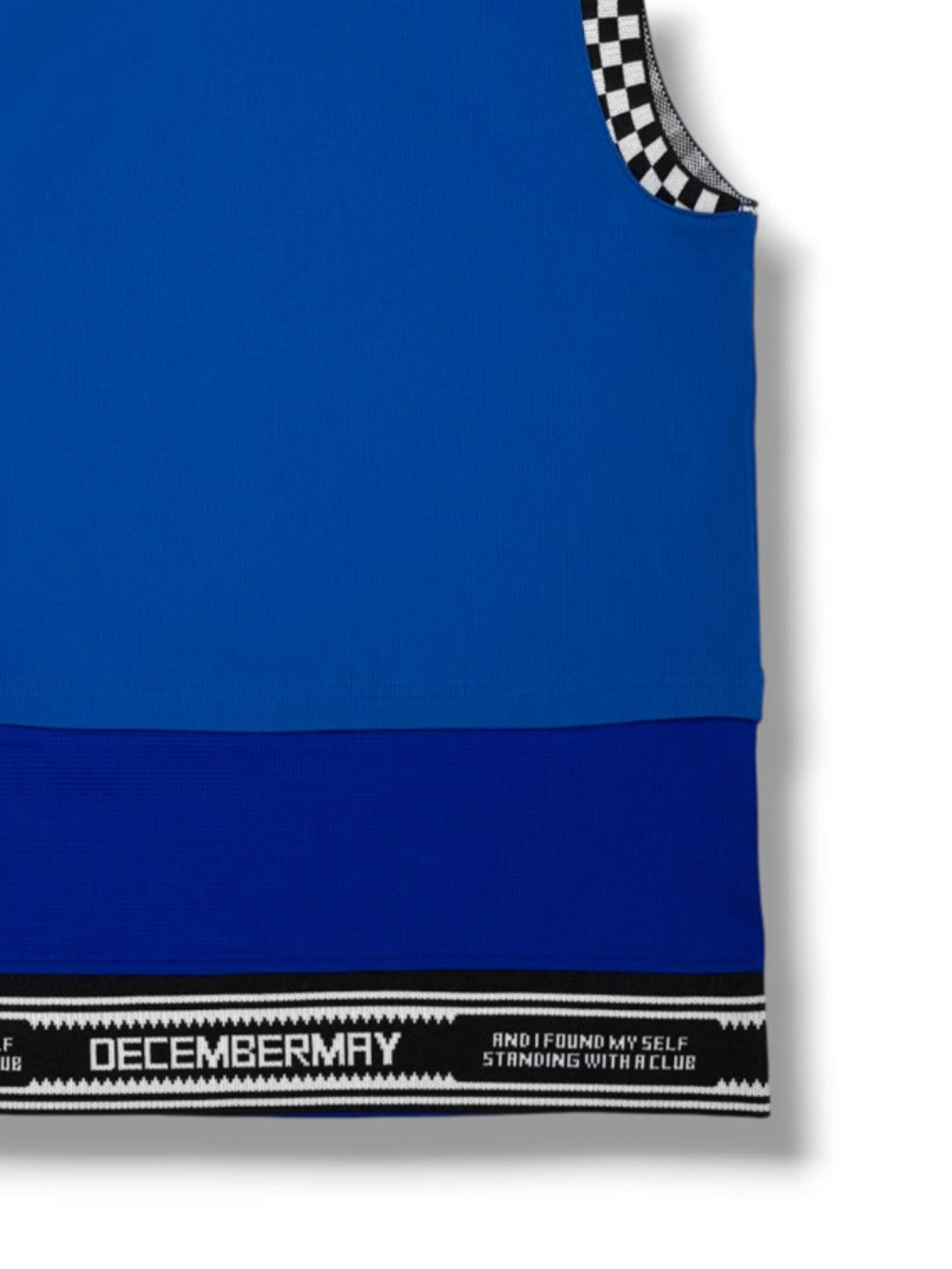 (DECEMBER MAY) Mesh-paneled sleeve less mock neck  / WOMEN  / BLUE