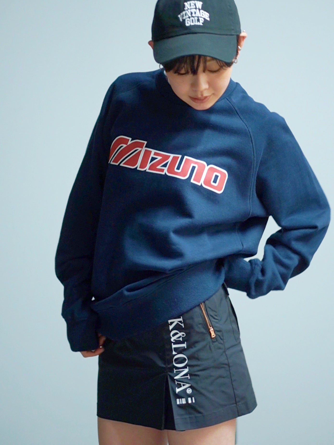 MIZUNO Classic Logo Print Crew Sweat(NAVY)