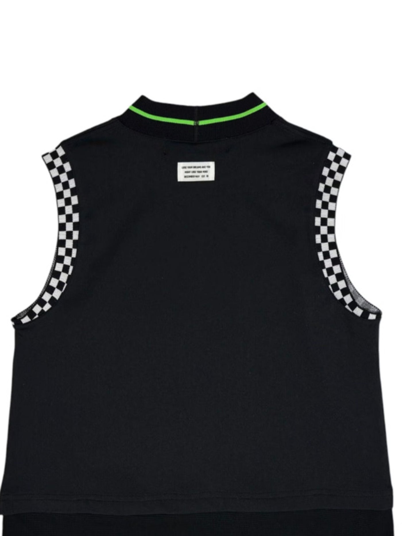(DECEMBER MAY) Mesh-paneled sleeve less mock neck  / WOMEN  / BLACK