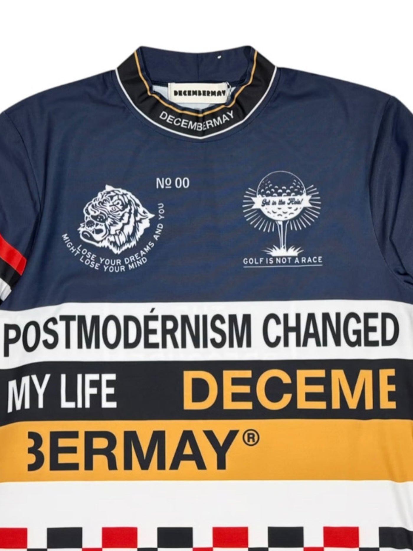 (DECEMBER MAY) Post-modernism mock neck shirt / WOMEN  / NAVY