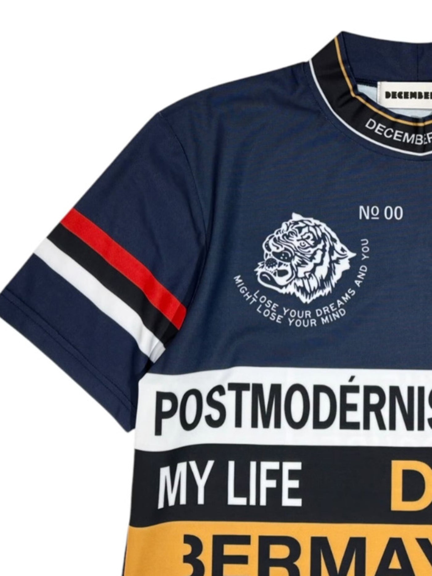 (DECEMBER MAY) Post-modernism mock neck shirt / WOMEN  / NAVY