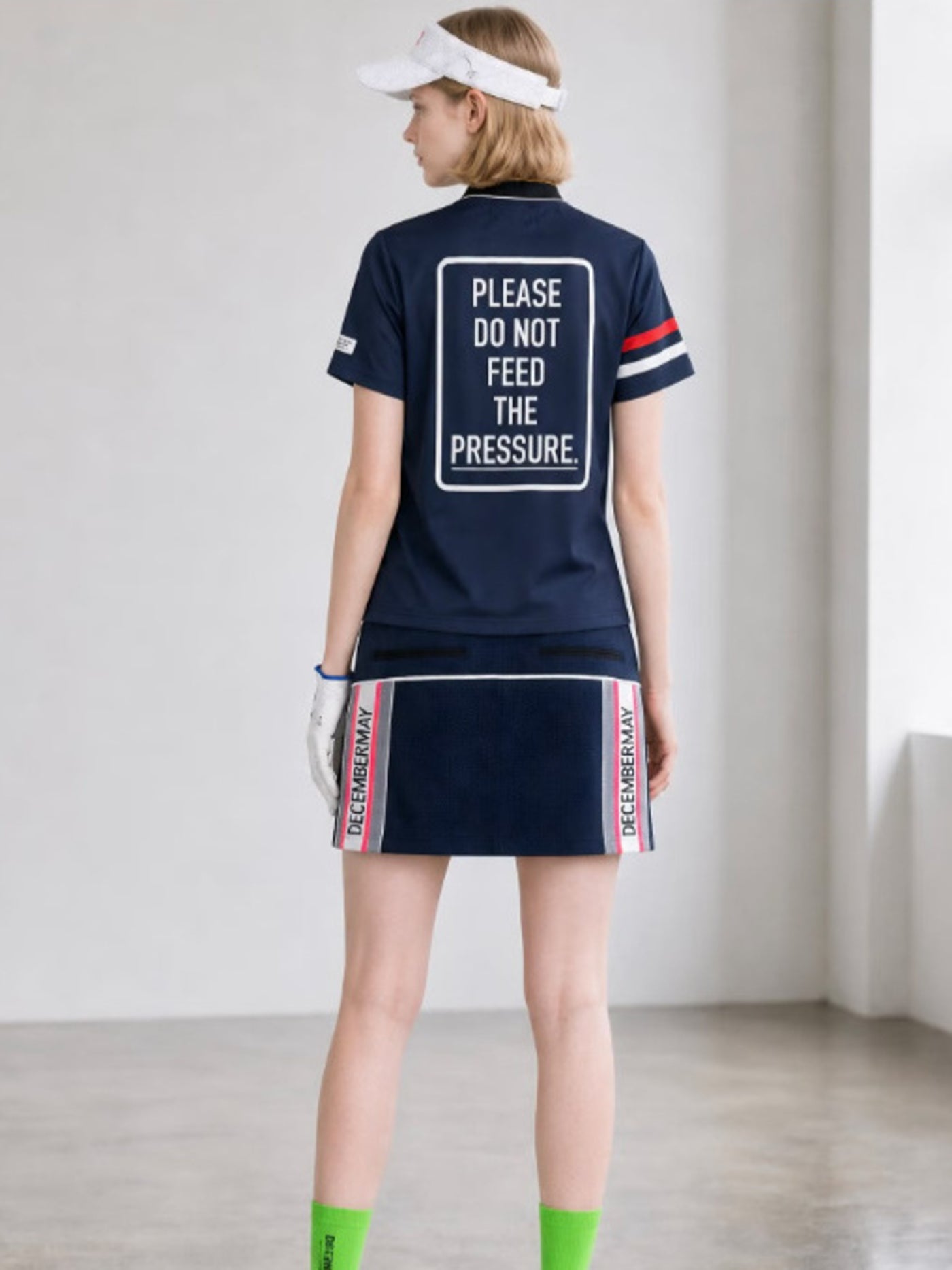 (DECEMBER MAY) Post-modernism mock neck shirt / WOMEN  / NAVY