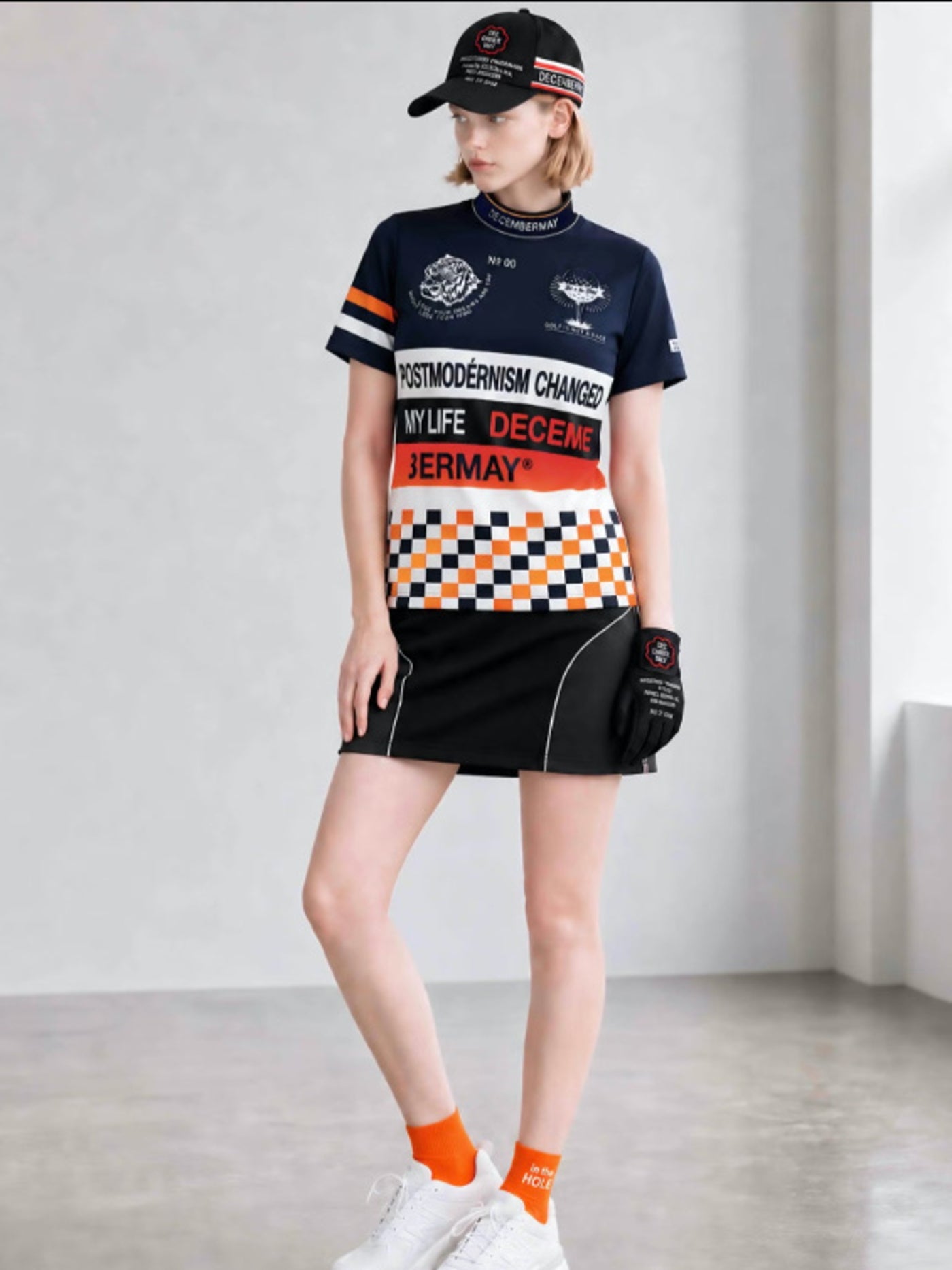 (DECEMBER MAY) Post-modernism mock neck shirt / WOMEN  / BLACK